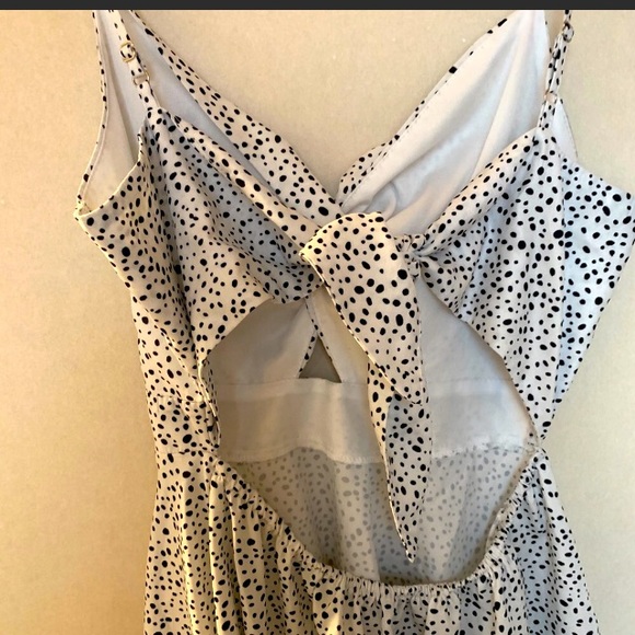 Shein White with Black Polka Dot Mini Dress with Tie Back Adjustable Straps - Picture 4 of 4